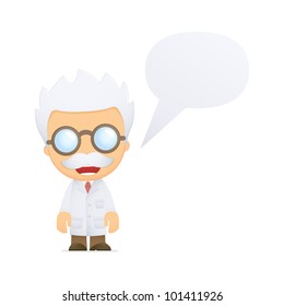 funny cartoon scientist in various poses for use in advertising, presentations, brochures, blogs, documents and forms, etc.