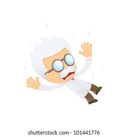 funny cartoon scientist in various poses for use in advertising, presentations, brochures, blogs, documents and forms, etc.