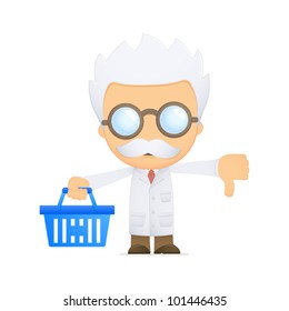 funny cartoon scientist in various poses for use in advertising, presentations, brochures, blogs, documents and forms, etc.