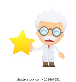 funny cartoon scientist in various poses for use in advertising, presentations, brochures, blogs, documents and forms, etc.