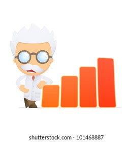 funny cartoon scientist in various poses for use in advertising, presentations, brochures, blogs, documents and forms, etc.