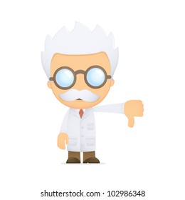 funny cartoon scientist in various poses for use in advertising, presentations, brochures, blogs, documents and forms, etc.