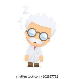 funny cartoon scientist in various poses for use in advertising, presentations, brochures, blogs, documents and forms, etc.