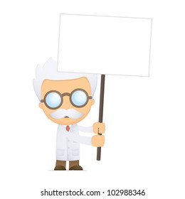 funny cartoon scientist in various poses for use in advertising, presentations, brochures, blogs, documents and forms, etc.