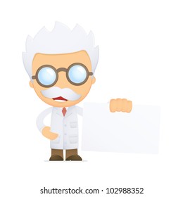 funny cartoon scientist in various poses for use in advertising, presentations, brochures, blogs, documents and forms, etc.