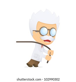 funny cartoon scientist in various poses for use in advertising, presentations, brochures, blogs, documents and forms, etc.
