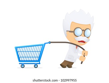 funny cartoon scientist in various poses for use in advertising, presentations, brochures, blogs, documents and forms, etc.