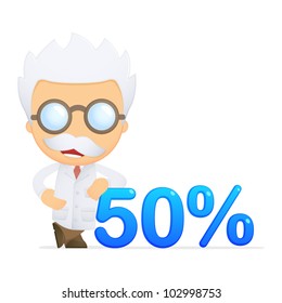 funny cartoon scientist in various poses for use in advertising, presentations, brochures, blogs, documents and forms, etc.