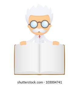 funny cartoon scientist in various poses for use in advertising, presentations, brochures, blogs, documents and forms, etc.