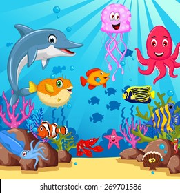 funny cartoon sea life for you design