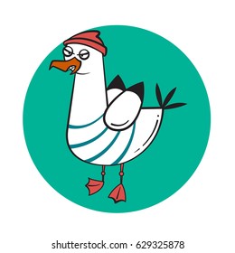 Funny cartoon seagull, Angry.