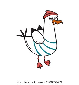 Funny cartoon seagull, Angry.
