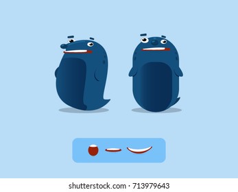 Funny cartoon seal with alternate expressions