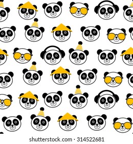 funny cartoon seamless pattern with panda