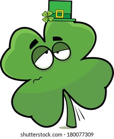 Funny cartoon shamrock after a St. Patrick's Day party. 