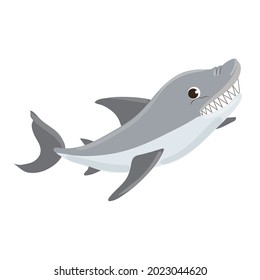 funny cartoon shark. inhabitants of the ocean. characters for kids 