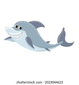 funny cartoon shark. inhabitants of the ocean. characters for kids 