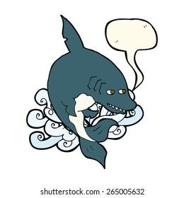 funny cartoon shark with speech bubble