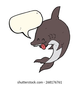 tiburón de caricatura divertido con burbuja de habla