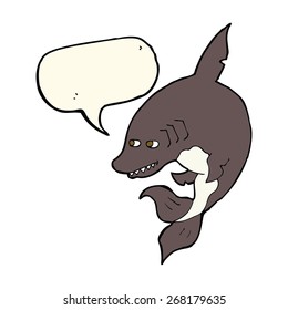 funny cartoon shark with speech bubble