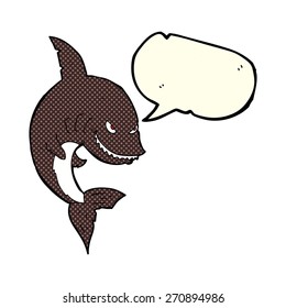 funny cartoon shark with speech bubble