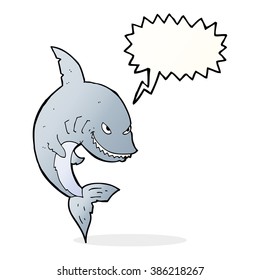 tiburón de caricatura divertido con burbuja de habla