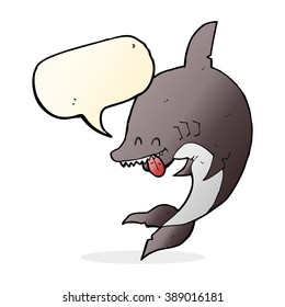 tiburón de caricatura divertido con burbuja de habla