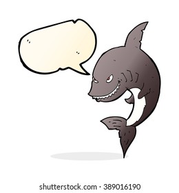 tiburón de caricatura divertido con burbuja de habla