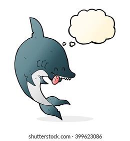 funny cartoon shark with thought bubble