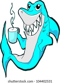 Funny Cartoon Shark - Vector Illustration