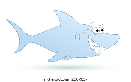 Funny cartoon shark - vector illustration.