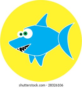 funny cartoon shark. vector illustration