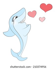 Funny cartoon sharks.  Vector illustration with simple gradients. All in a single layer. 