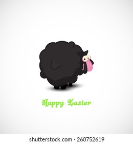Funny Cartoon sheep background. Happy Easter.