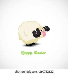 Funny Cartoon sheep background. Happy Easter.