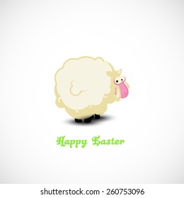 Funny Cartoon sheep background. Happy Easter.