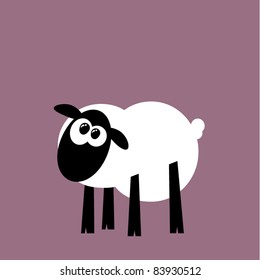 Funny cartoon sheep staring, vector illustration