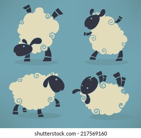 funny cartoon sheep, vector collection