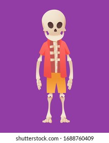 Funny cartoon skeleton posing while standing i 