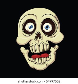 Funny cartoon skull. Skull and black background on separate layers for easy editing.