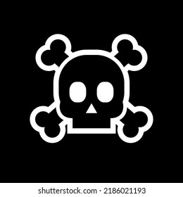 funny cartoon skull and bones logo branding icon