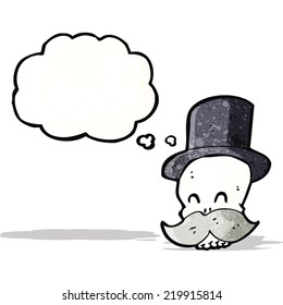 crânio de desenho animado engraçado com bigode