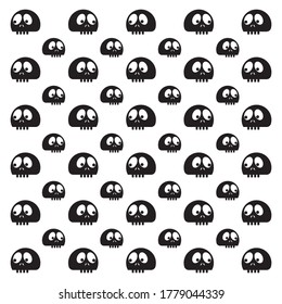 funny cartoon skull pattern on white background