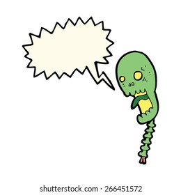 funny cartoon skull with speech bubble