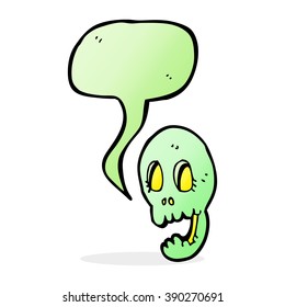 funny cartoon skull with speech bubble