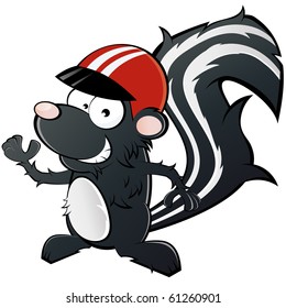 funny cartoon skunk with helmet