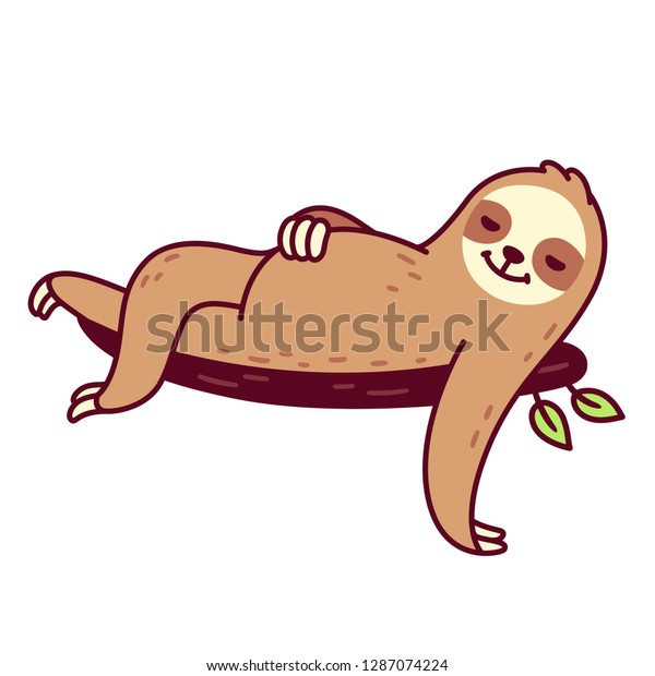 Funny Cartoon Sloth Sleeping Full Belly Stock Vector (Royalty Free