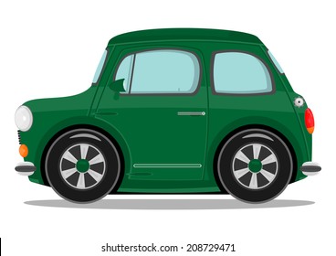 Funny cartoon small car. Vector illustration. 