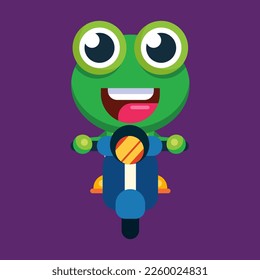 Funny cartoon smiling frog mascot character flat design illustration