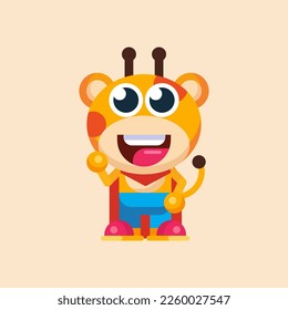Funny cartoon smiling giraffe  character flat design illustration vector